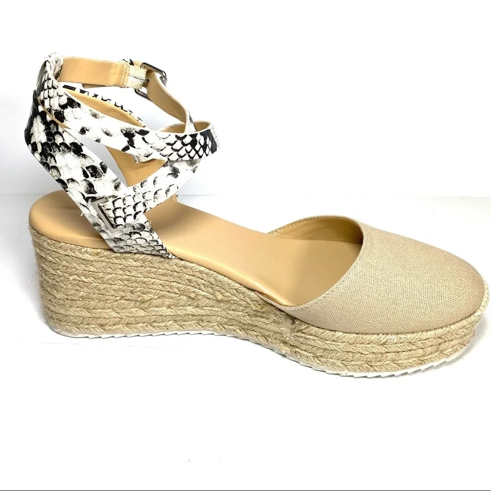 Nine West Wedge Espadrille Beige Snake Print‎ 10M